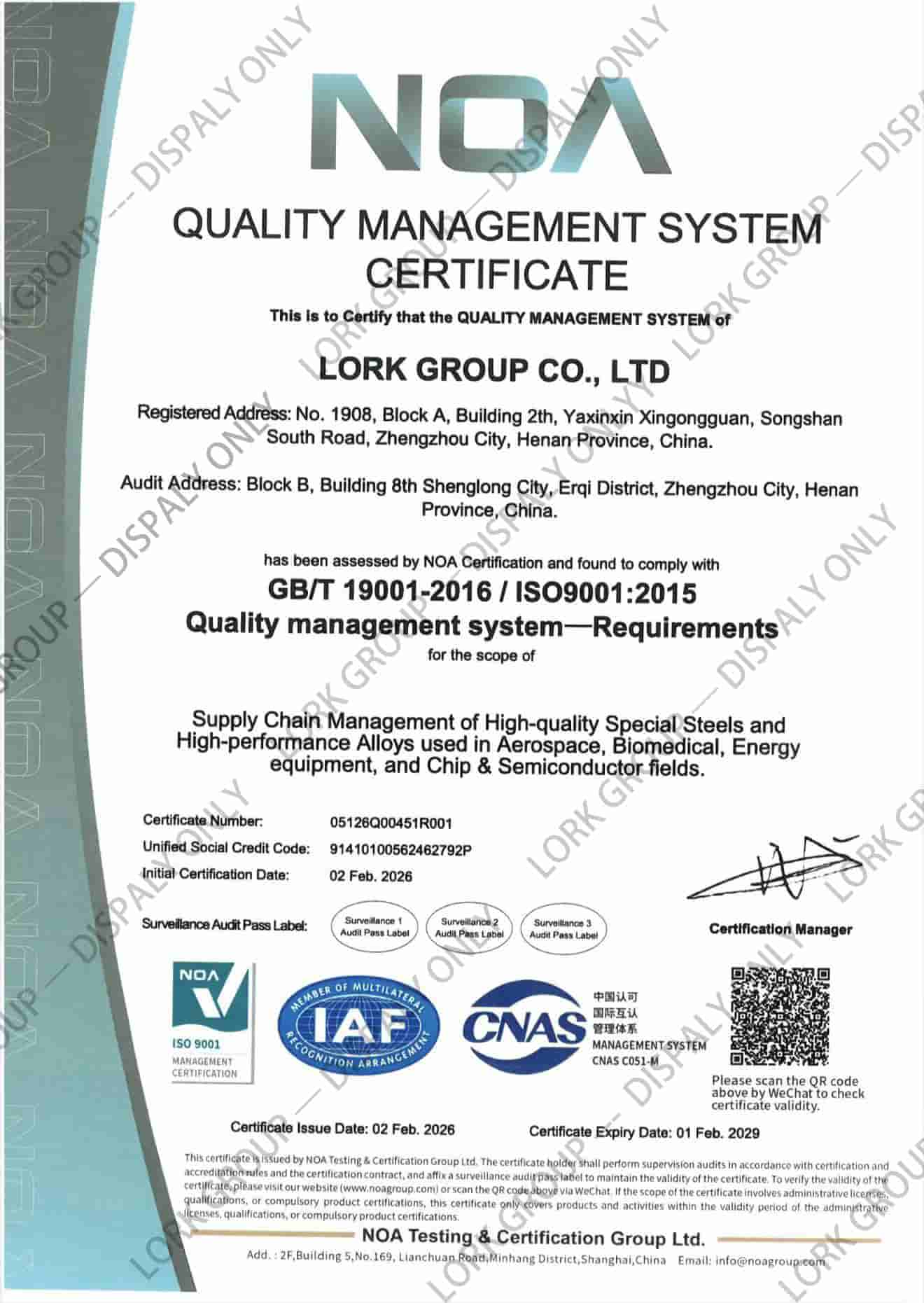 Lork Steel – ISO 9001 Certified Lork Steel – ISO 9001 Certified